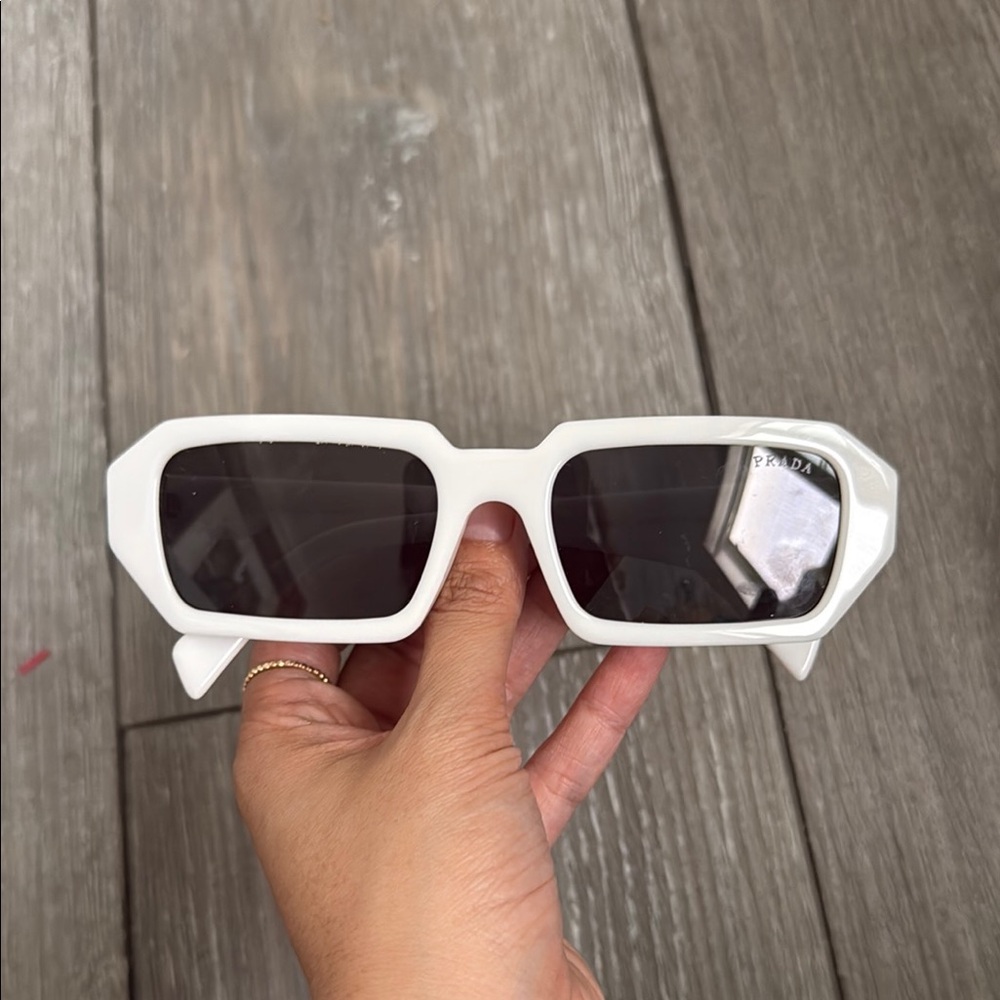 Prada White Angular Sunglasses
